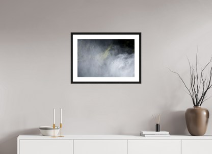 60 x 40 cm, Fotoprint met houten lijst - Eiken zwart Meeuw bij de Skodafoss - IJsland